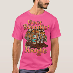 Leopard CowboyBoots Scooting Boogie Western Count T Shirt
