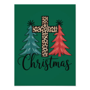 Leopard Cross julgranar kristen Fototryck