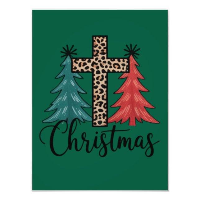 Leopard Cross julgranar kristen  Fototryck (Framsidan)
