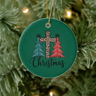 Leopard Cross Julgranar Kristna Julgransprydnad Keramik