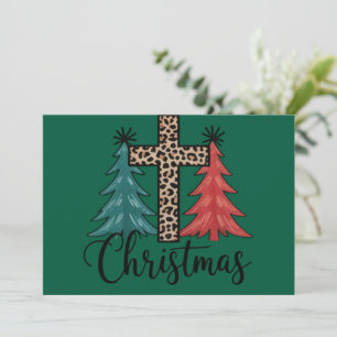 Leopard Cross Julgranar Kristna Julkort