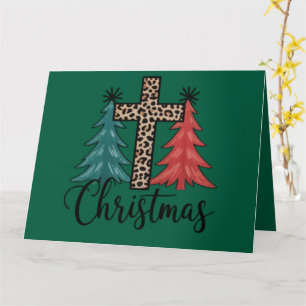 Leopard Cross Julträd Kristna Kort