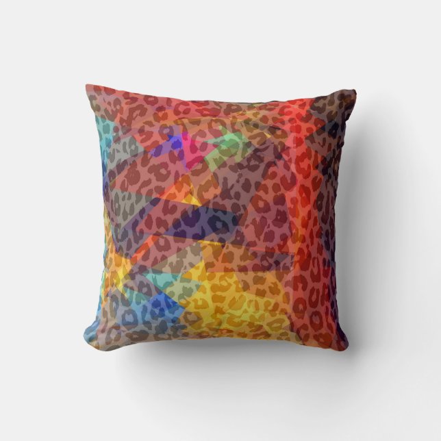 Leopard Cubism Abstrakt Art | Geometric Mönster Kudde (Framsida)