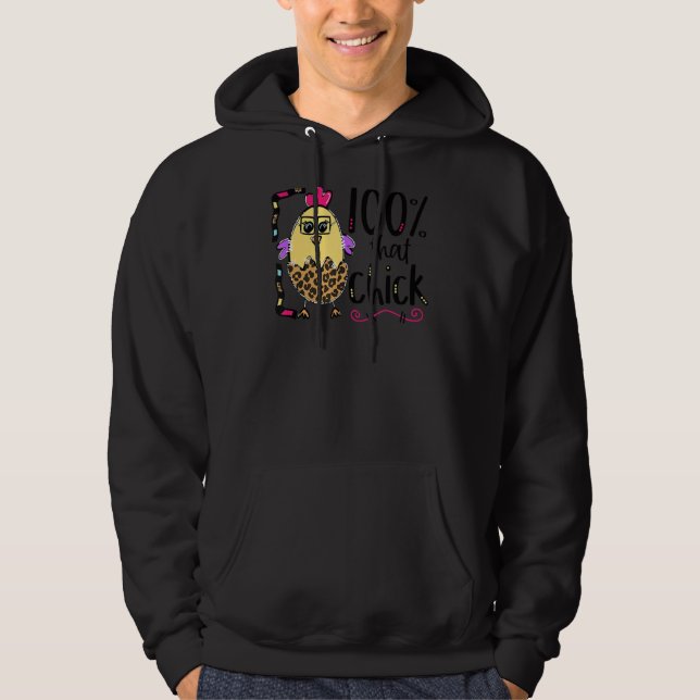 Leopard cute Chicken från ägg 100 den Chicken e Hoodie (Framsida)