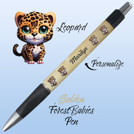 Leopard, Cute Unique Whimsic Cat Graphic Guld