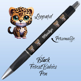 Leopard, Cute Unique Whimsical Cat Tecknad Graphic