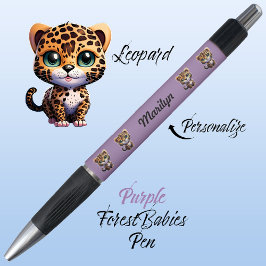 Leopard, Cute Unique Whimsical Kattunge Lila