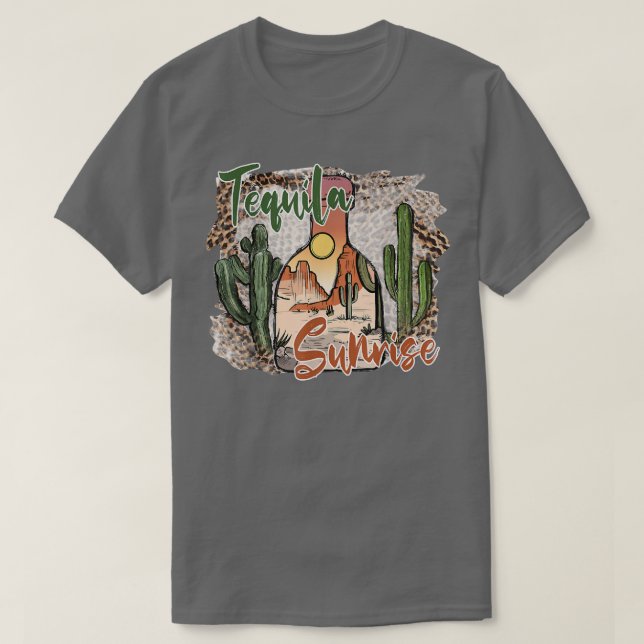 Leopard Desert Cactus Tequila Sunrise Western Coun T Shirt (Design framsida)