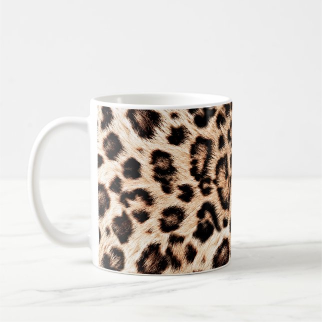 Leopard Design Mönster: Vild Elegance. Kaffemugg (Vänster)