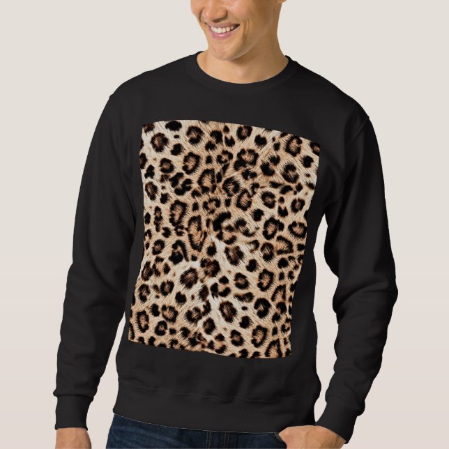 Leopard Design Mönster: Vild Elegance. Lång Ärmad Tröja (Framsida)