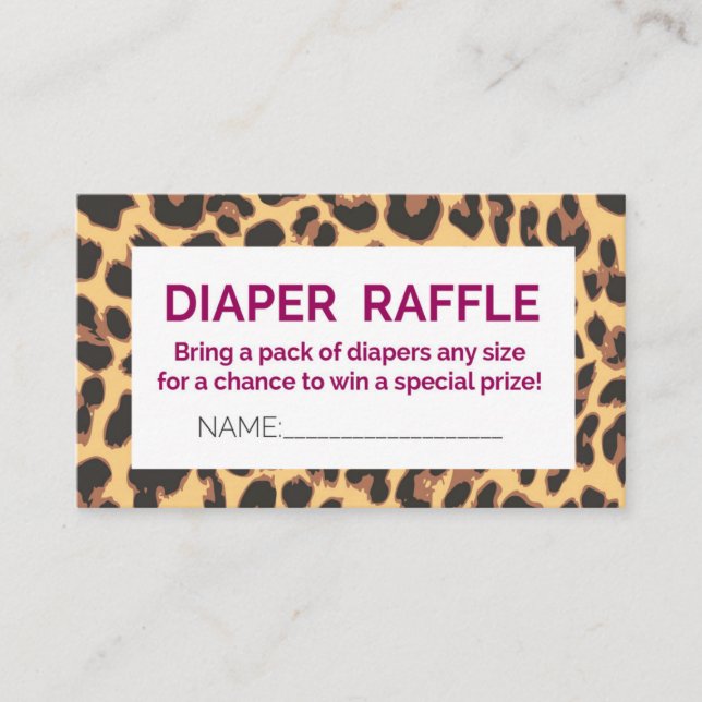 Leopard Diaper Raffle-inbjudan Tilläggskort (Framsida)