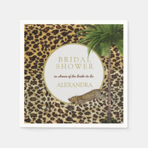 Leopard Djurmönster Elegant Palm Bröllopsdusch Pappersservett
