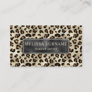 Leopard Djurryck Svart Falsk Folie Sminkartist Visitkort