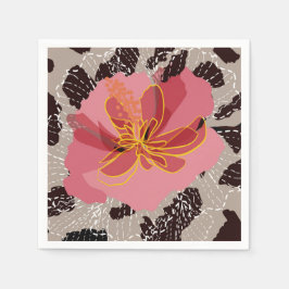 Leopard Djurtryck Blommig Pappersservett