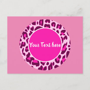 Leopard Djurtryck Mönster Cirkel Mode Rosa Vykort
