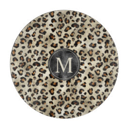 Leopard Djurutryck Med Svart Falsk Folie Monogram