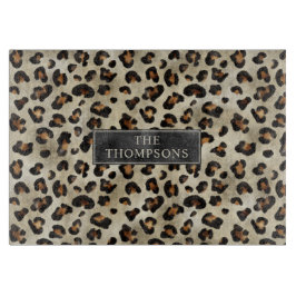 Leopard Djurutryck Med Svart Falsk Folie Och Namn