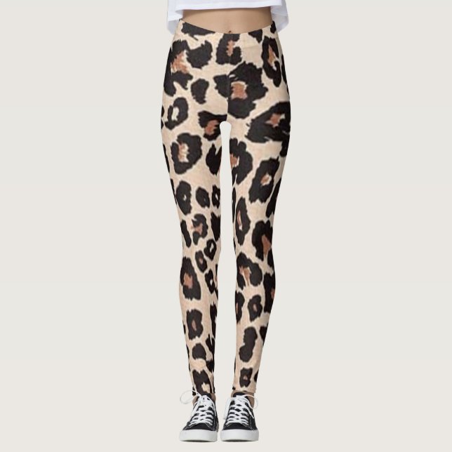 Leopard Djurutrycksmönster Leggings (Framsida)