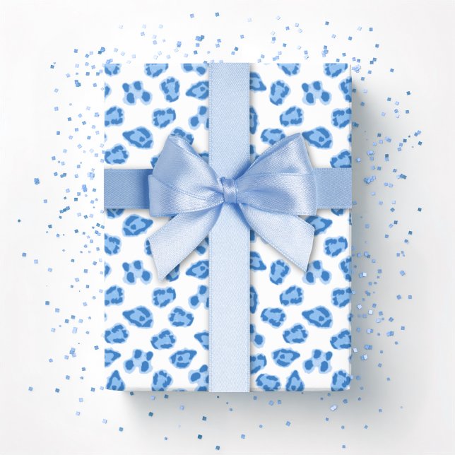 Leopard Dot i Blått Porslin Presentpapper (Skapare uppladdad)