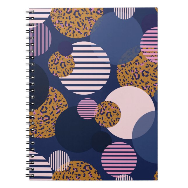 Leopard Dots: Mörk blått Elegance. Anteckningsbok (Framsidan)