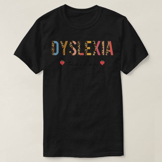 Leopard Dysleia Teacher Back to school Dysleia Squ T Shirt (Design framsida)