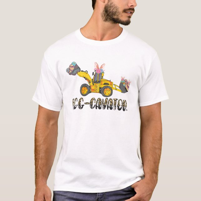Leopard Egg-Cavator Glad påsk Day Bunny Tractor T Shirt (Framsida)