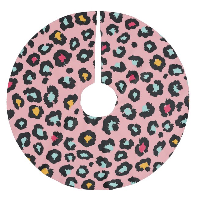 Leopard Exotic: Färg, sömlös Roligt. Julgransmatta Borstad Polyester (Framsidan)