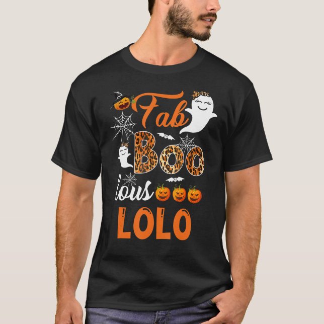 Leopard Fab Boo Lous Lolo Spooky Halloween Costume T Shirt (Framsida)