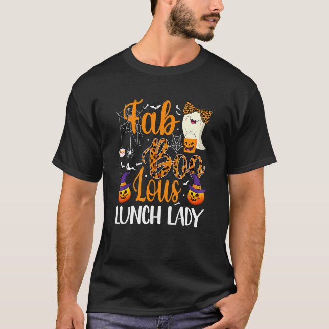 Leopard Fab Boo Lous Lunch Dam Teacher Spook T Shirt (Framsida)