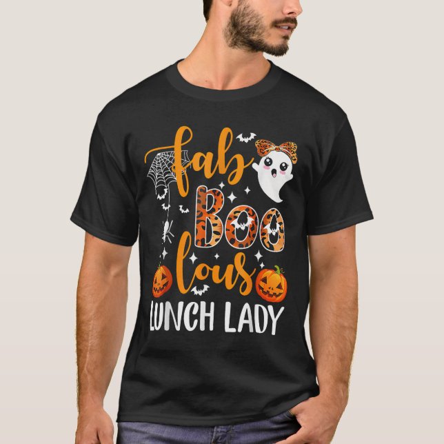 Leopard Fab Boo Lous Lunch Lady Matching Group Tee (Framsida)