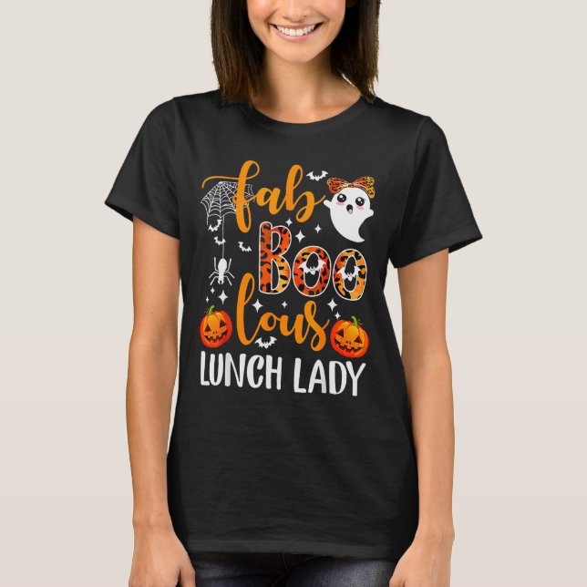 Leopard Fab Boo Lous Lunch Lady Matching Group Tee (Framsida)