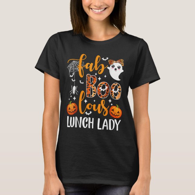 Leopard Fab Boo Lous Lunch Lady Matching Group Tee (Framsida)