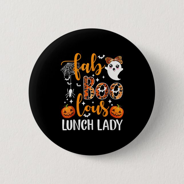 Leopard Fab Boo Lous Lunch Lady Matching Group Tee Knapp (Framsida)