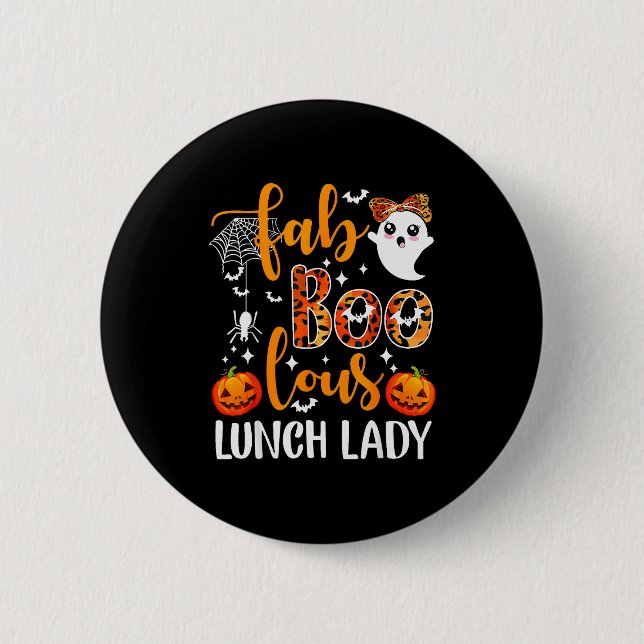 Leopard Fab Boo Lous Lunch Lady Matching Group Tee Knapp (Framsida)