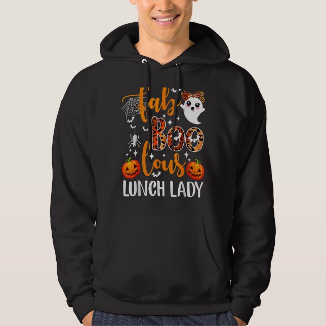 Leopard Fab Boo Lous Lunch Lady Team Teacher Hallo Hoodie (Framsida)