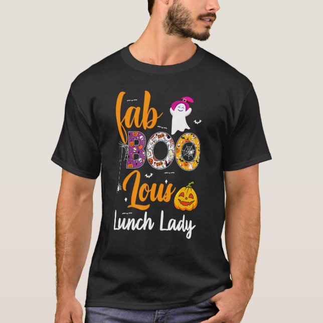 Leopard Fab Boo Lous Lunch Lady Team Teacher Hallo T Shirt (Framsida)