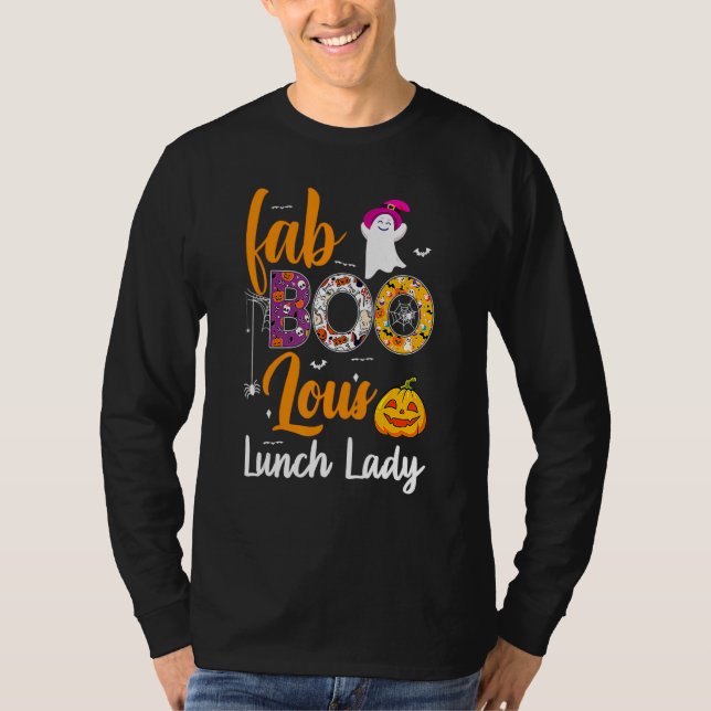 Leopard Fab Boo Lous Lunch Lady Team Teacher Hallo T Shirt (Framsida)