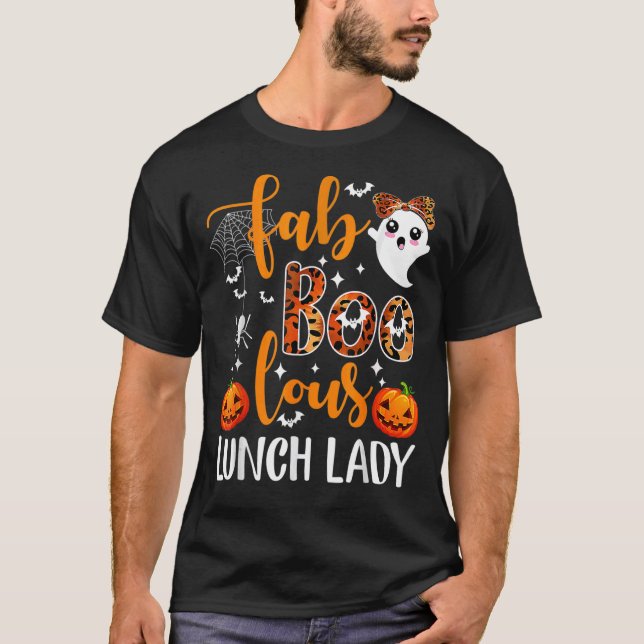 Leopard Fab Boo Lous Lunch Lady Team Teacher Spook T Shirt (Framsida)