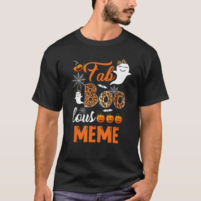 Leopard Fab Boo Lous Meme Spooky Halloween Costume T Shirt (Framsida)