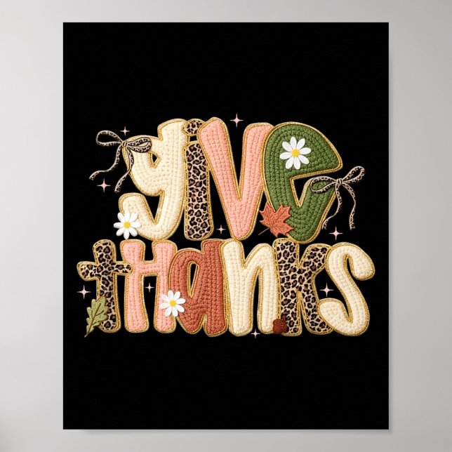 Leopard Fall Give Thanks Coquette Latch Hook Yarn  Poster (Framsidan)