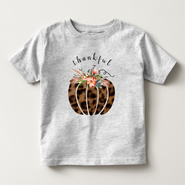 Leopard Fall Pumpkin Thanksgiving Girl T Shirt (Framsida)