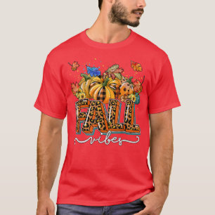 Leopard Fall Vibes Pumpkin Season Höst löv Th T Shirt