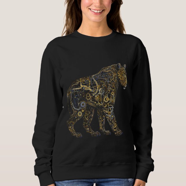 Leopard Fantasy Djur Robot Leopard T Shirt (Framsida)