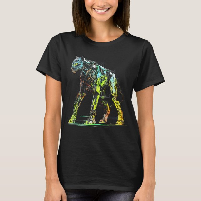 Leopard Fantasy Robot Artwork  Zoo Animal Tiger T Shirt (Framsida)