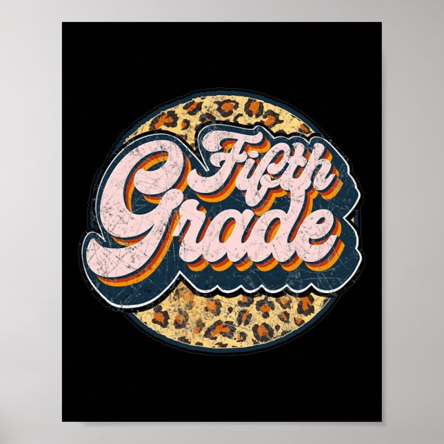 Leopard Femte läraren Cute 5th Klass Tillbaka till Poster (Framsidan)