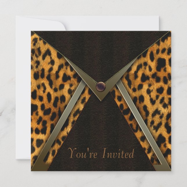Leopard-fest Invitationsmall Inbjudningar (Framsida)