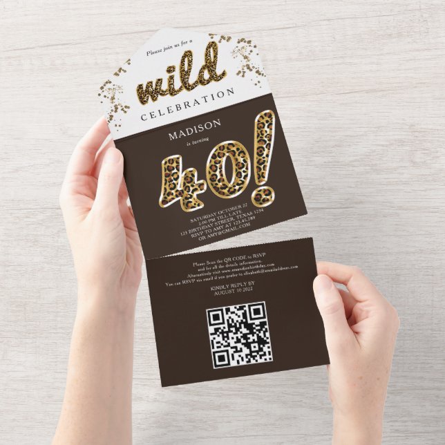 Leopard Foil Balloon 40 Birthday QR Code OSA (Avrivbar del)