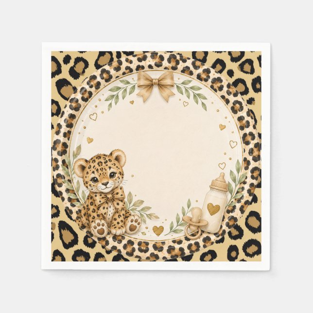 Leopard för baby shower pappersservett (Framsidan)