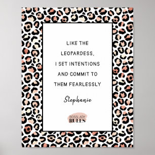 leopard för citattecken Ro Guld Poster