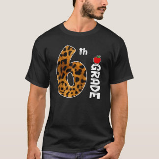 Leopard för lärarstudier i back to school 6e Klass T Shirt